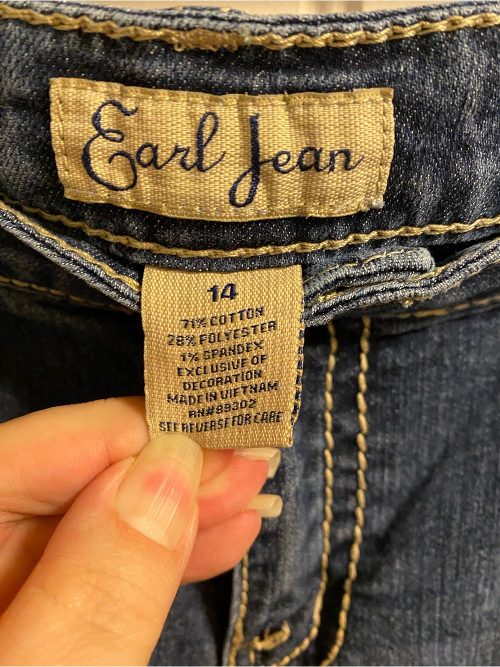 Earl Jean 14 Stretch Blue Jeans Denim Capris Rolled Cuff Bling Capri Length - Picture 4 of 8